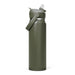 CamelBak - Thrive Flip Straw VSS 0.75L - A drink bottle in olive green with a flip straw, featuring a silver stainless steel body and a handle.