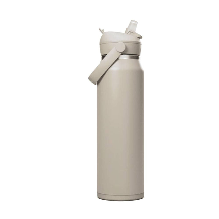 CamelBak - Thrive Flip Straw VSS 1.0L - A drink bottle in a neutral beige colour with a flip straw lid and a carrying handle. It features a logo.