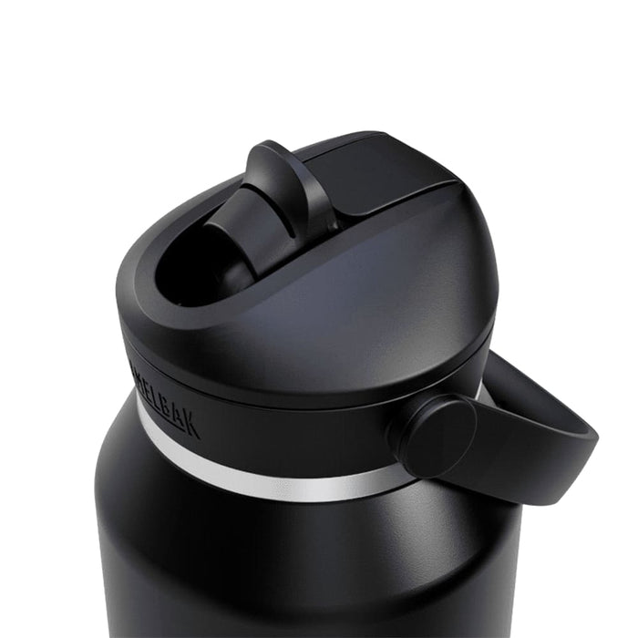 CamelBak - Thrive Flip Straw VSS 1.2L - A drink bottle with a black finish, featuring a flip straw lid and a silver band. It has a logo on the side.