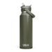 CamelBak - Thrive Flip Straw VSS 1.2L - A drink bottle in olive green with a flip straw and a handle, featuring a brand logo.