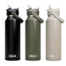 CamelBak - Thrive Flip Straw VSS 1.2L - A drink bottle with a flip straw, available in black, olive green, and beige, featuring a logo.