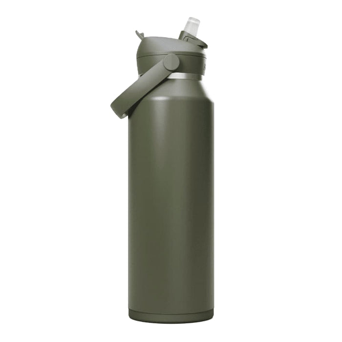 CamelBak - Thrive Flip Straw VSS 1.2L - A drink bottle in olive green with a removable flip straw lid and a side handle, featuring a logo.