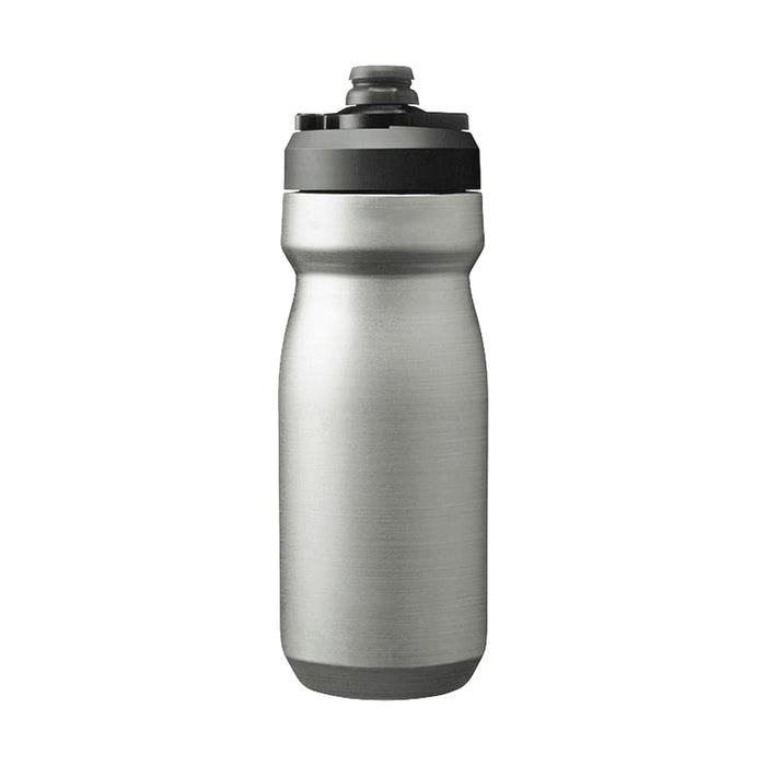 CamelBak - Podium Insulated Steel 0.5L - A drink bottle in stainless steel with a black top, featuring a branded logo and an insulated design.