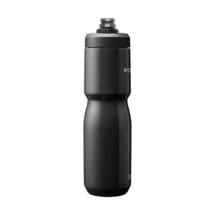 CamelBak - Podium Insulated Steel 0.65L - A drink bottle in black with a streamlined design and a screw top lid, featuring a logo.