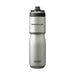 CamelBak - Podium Insulated Steel 0.65L - A drink bottle in silver stainless steel with a black and grey lid, featuring a logo on the body.