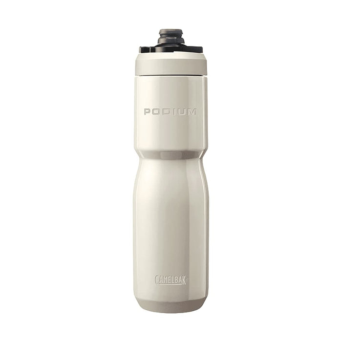 CamelBak - Podium Insulated Steel 0.65L - A drink bottle in a sleek, stainless steel design, featuring a white finish and a branded lid.