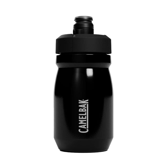 CamelBak - Podium Insulated Steel 0.35L - A drink bottle in black with a sports cap, featuring a logo on the front.