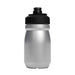 CamelBak - Podium Insulated Steel 0.35L - A drink bottle in silver stainless steel with a black lid, featuring a logo on its surface.
