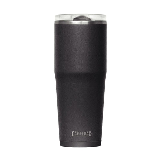 CamelBak - Thrive Tumbler VSS 0.6L - A drink bottle in matte black with a clear lid and a logo at the base.
