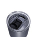 CamelBak - Thrive Tumbler VSS 0.9L - A drink bottle with a silver finish features a transparent lid and a black sliding cover, along with a logo.