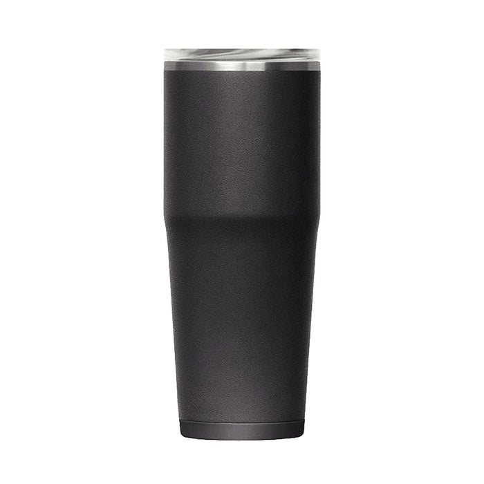 CamelBak - Thrive Tumbler VSS 0.9L - A drink bottle in matte black finish with a clear lid and a sleek, tapered design, featuring a logo.