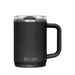 CamelBak - Thrive Mug VSS 0.5L - A drink bottle in matte black with a handle and a transparent lid, featuring a logo.