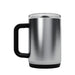CamelBak - Thrive Mug VSS 0.5L - A drink bottle with a stainless steel exterior, black plastic handle, and a transparent lid. It features a logo.