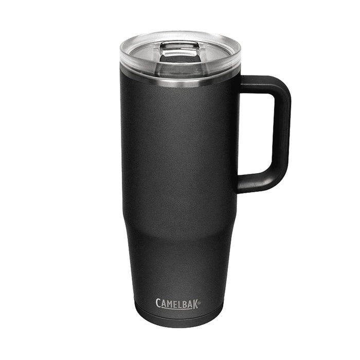 CamelBak - Thrive Mug VSS 1.0L - A drink bottle in black with a clear lid and a handle, featuring a logo on the base.