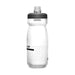 CamelBak Podium Bike Bottle 0.6L - Retail Colours - A drink bottle featuring a clear body with a grey lid and a perforated design. It includes a logo.