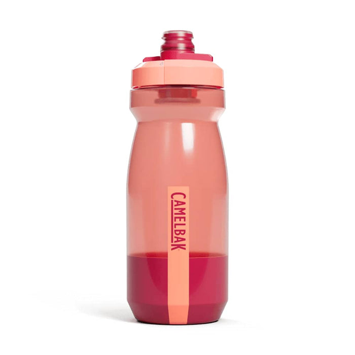 CamelBak Podium Bike Bottle 0.6L - Retail Colours - A drink bottle in shades of pink and red, featuring a secure lid and a logo.