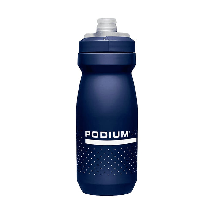 CamelBak Podium Bike Bottle 0.6L - Retail Colours - A drink bottle in navy blue with a simple design, featuring a logo and a dotted pattern.