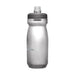 CamelBak Podium Bike Bottle 0.6L - Retail Colours - A drink bottle in clear plastic with a grey cap and nozzle, featuring a dotted design and a branding logo.