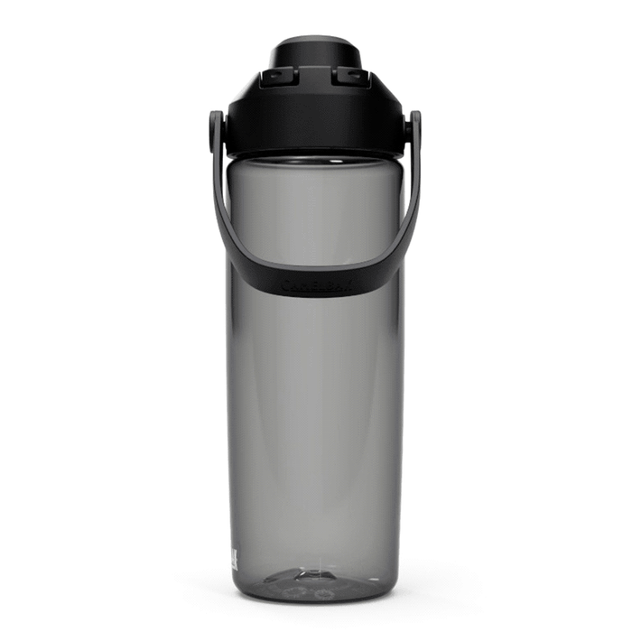 CamelBak - Thrive Chug 0.6L - A drink bottle in translucent grey with a black lid and handle, featuring a logo on the side.