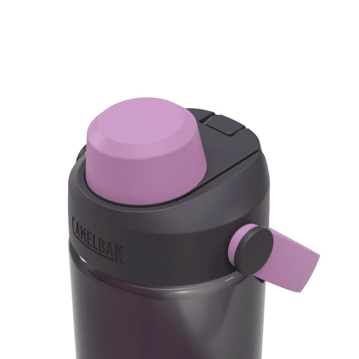 CamelBak - Thrive Chug 0.6L - A drink bottle in dark grey with a purple lid and accents, featuring a logo on the side.
