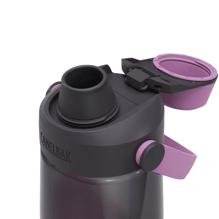 CamelBak - Thrive Chug 0.75L - A drink bottle with a dark grey body, purple accents, and a spill-proof chug lid. It features a logo.
