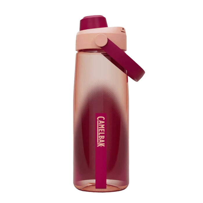 CamelBak - Thrive Chug 0.75L - A drink bottle in shades of pink and red, featuring a logo and a flip-top cap with a carrying handle.
