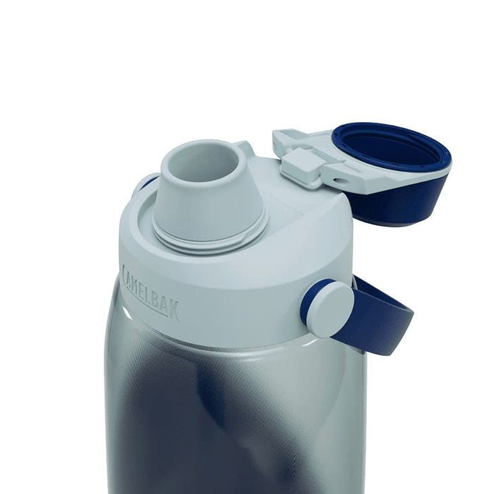 CamelBak - Thrive Chug 1.0L - A drink bottle in grey and navy with a chug-style spout and a secure lid, featuring a branding logo.