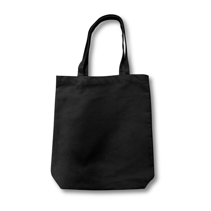 450gsm Hawaiian Canvas Tote Bag - A black reusable grocery tote bag with two handles and a simple design, featuring a logo.