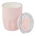Carry Cup Olla Vacuum Coffee Cup w/ Ceramic Liner - 300ml - A drink bottle in soft pink with a ceramic liner and a clear, removable lid, featuring a logo.