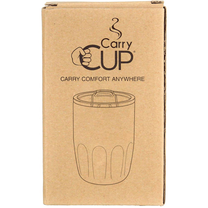 Carry Cup Olla Vacuum Coffee Cup w/ Ceramic Liner - 300ml - A brown cardboard box containing a vacuum coffee cup with a ceramic liner. The packaging features a logo.