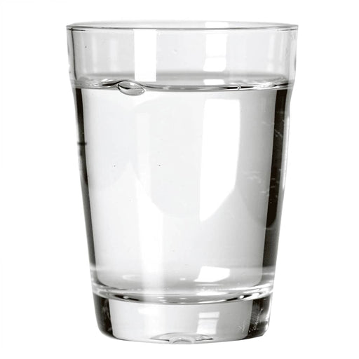 Glass Carry Cup - A glass carry cup filled with clear water, featuring a sleek, transparent design and a smooth rim.