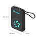 10000mAh Magnetic Wireless  Power Bank with Charging Cable - A black magnetic wireless power bank with a blue logo, measuring 105.5mm x 68.5mm x 22mm, includes a strap.