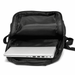 Tessa Soft PU Backpack - A black soft PU backpack with an open compartment featuring a silver laptop inside.