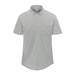 Men's Sonora Short Sleeve Knit Shirt - A light grey men's short sleeve knit shirt featuring a button-up collar and a front pocket. It has a logo on it.