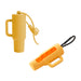 Lip Balm Holder Keychain - A yellow lip balm holder keychain with a handle and a removable lid, featuring a logo.