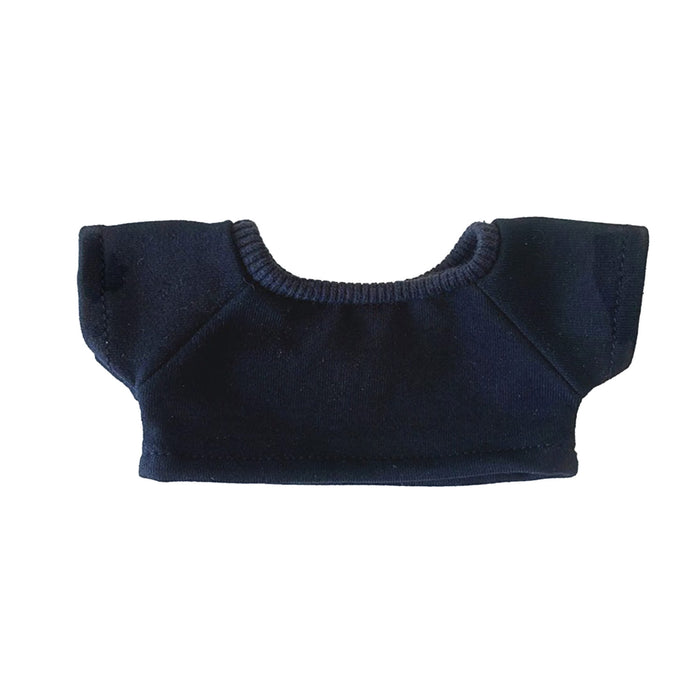 Plush Doll Basic T-Shirt - A navy blue plush doll basic t-shirt with a rounded neckline and short sleeves. Features a logo.