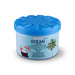 Air Freshener – Ocean - A blue air freshener container with a lid, labelled "Ocean," featuring tropical drink illustrations.