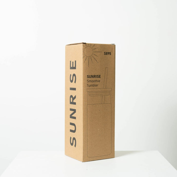 Sunrise Smoothie 500mL Tumbler - A drink bottle in a cardboard box, featuring a design for the Sunrise Smoothie 500mL Tumbler in neutral colours.
