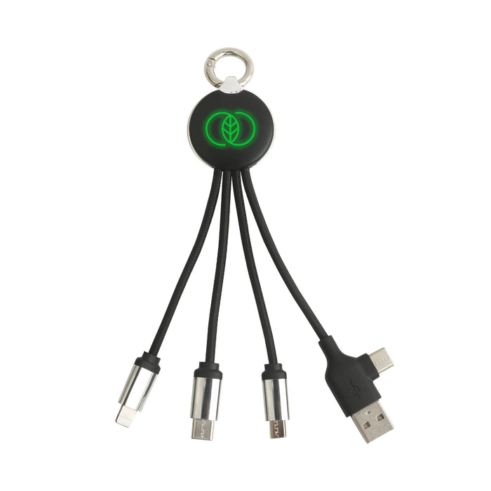 Round Shaped Light Up Multi Charging Cable - Custom Promotional Product