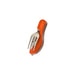 Camping Cutlery - An orange camping cutlery set featuring a stainless steel fork and knife in a compact design.