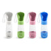 Pet Water Bottle with Food Container - A drink bottle available in grey, green, pink, and blue, featuring a food container and a logo on the side.