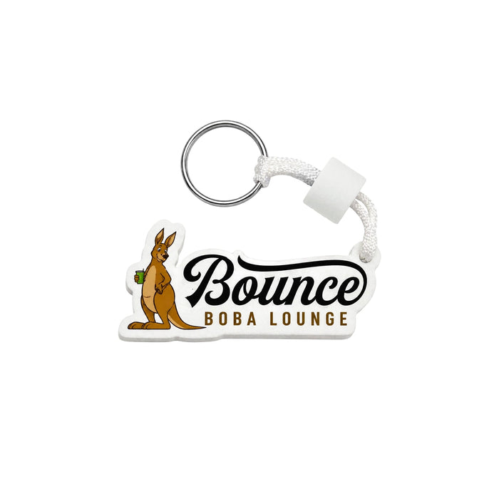 Full Colour Custom EVA Floating Keychain - A custom EVA floating keychain featuring a kangaroo design in brown, with a white background and a metal keyring.