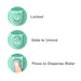 300ml Portable Pet Water Bottle - A drink bottle designed for pets in teal, featuring a lock mechanism and a button to dispense water.