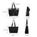 Tote Bag With Detachable PVC Cover - A black tote bag with detachable PVC cover, featuring black straps and varying dimensions displayed alongside.