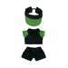 Plush Doll Racing Suit Set (15–17cm Doll) - A plush doll racing suit set featuring a black and green polo shirt, shorts, and a matching cap.