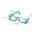 Paper Diffraction Glasses - Festive paper diffraction glasses in blue with Santa illustrations and a landscape design. Dimensions included.