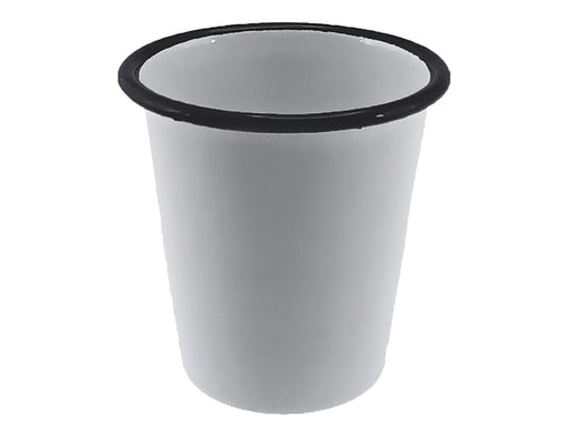 Falcon Enamel 300ml 9cm Tumbler - A drink bottle featuring a white enamel body with a black rim. It has a simple, sleek design.