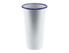 Falcon Enamel 775ml 10cm Tumbler - A white enamel tumbler with a blue rim, measuring 775ml and 10cm tall. Features a simple design.