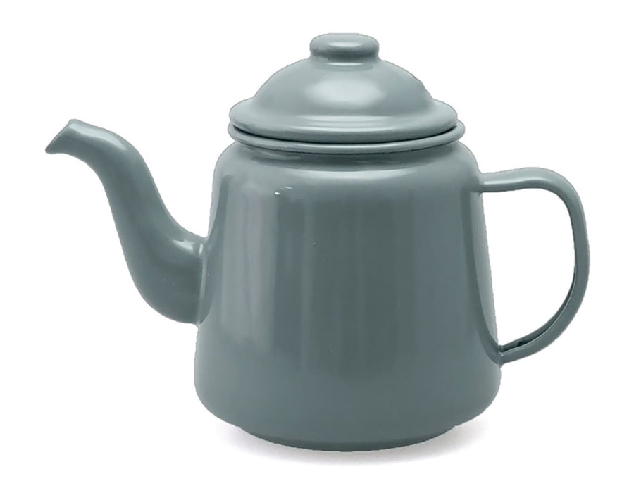 Falcon Enamel 950ml 12cm Teapot - A teal enamel teapot with a curved spout and a lid, featuring a handle and a smooth finish.