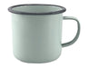 Falcon Enamel 500ml 9cm Mug - A light green enamel mug with a dark rim, featuring a handle. Holds 500ml and has a smooth interior finish.